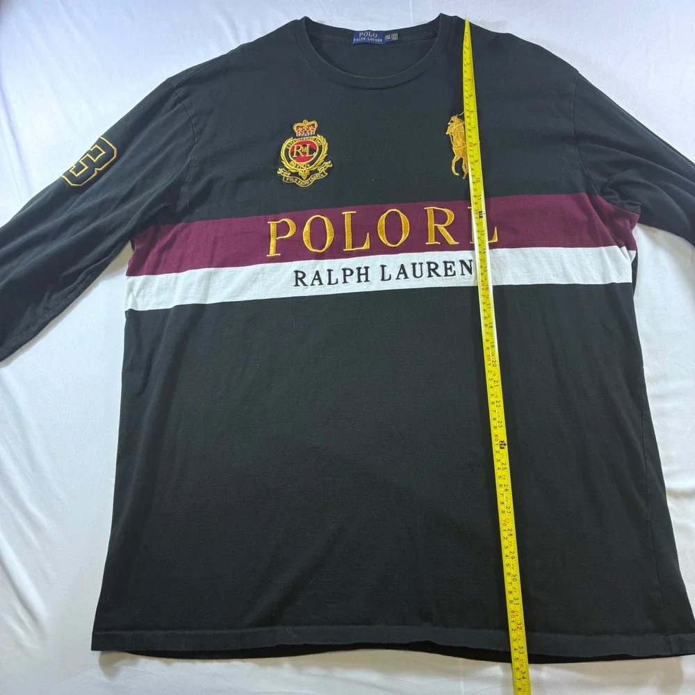 Polo Ralph Lauren Mens 2XLT Black Big Pony Crest Long Sleeve T-Shirt Tall